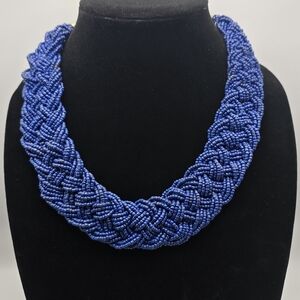 Dark Blue Beaded Necklace